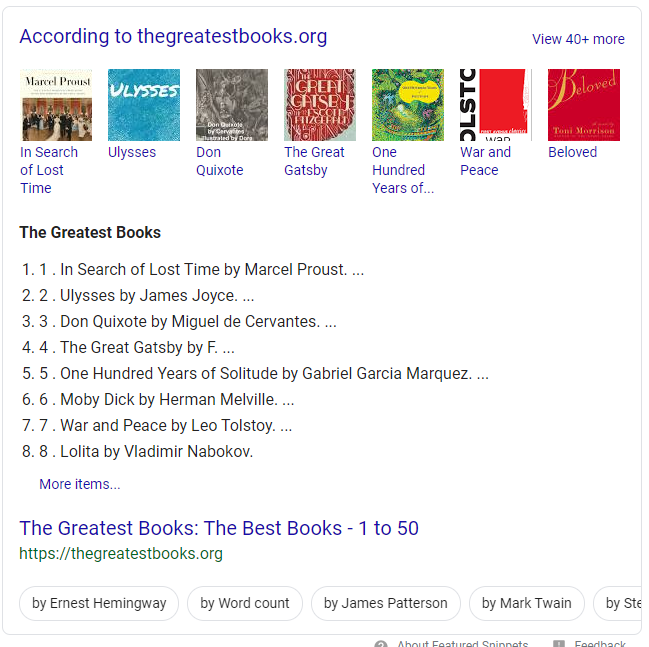 featured snippet example